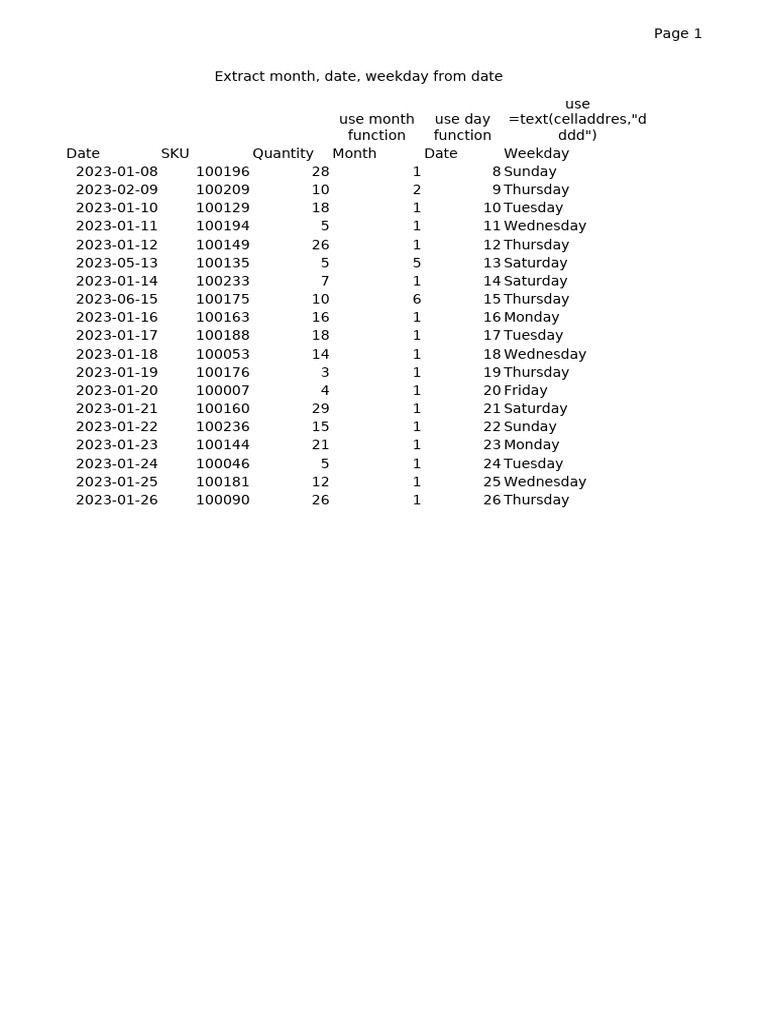 Date Extraction and Calculation Guide | PDF | Workweek And Weekend