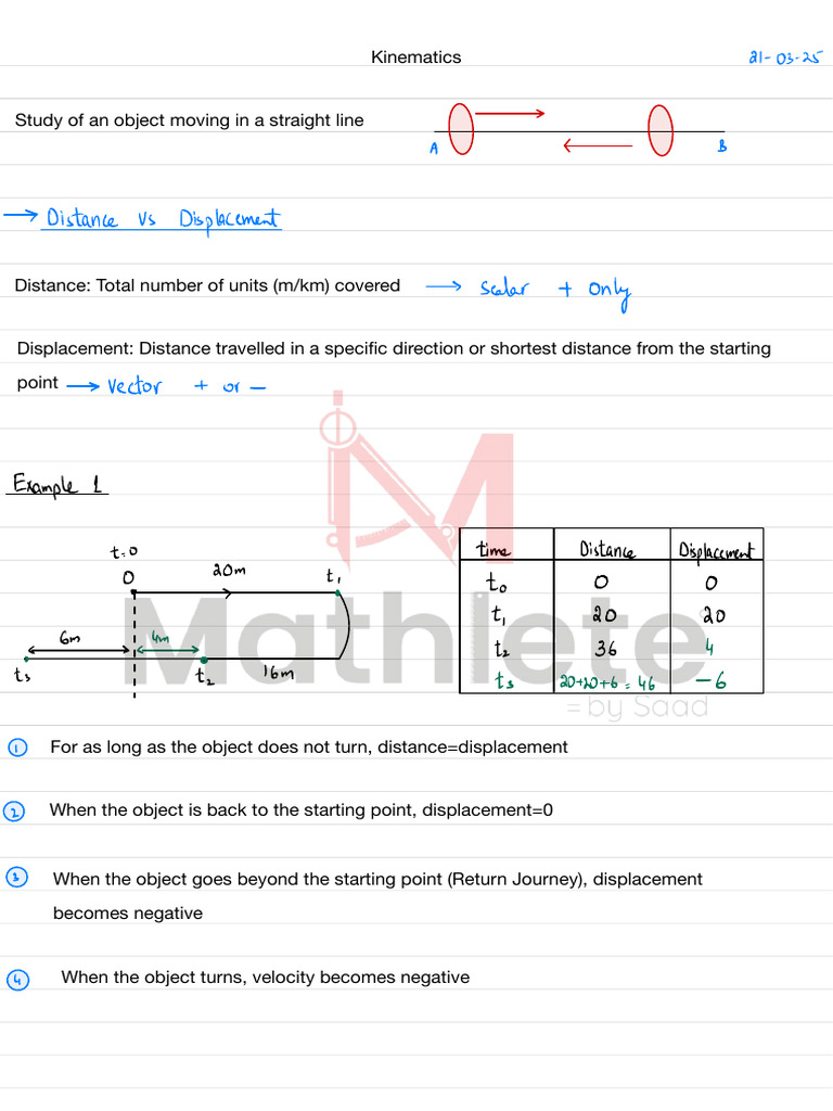 Kinematics: Distance vs Displacement | PDF | Velocity | Kinematics