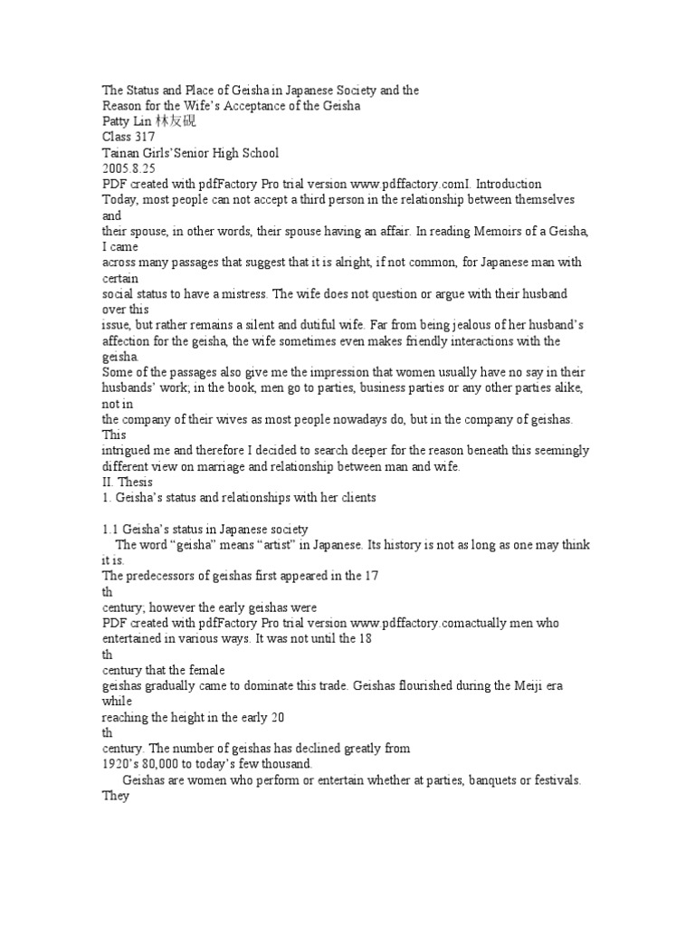 Japanese Society and The PDF Geisha