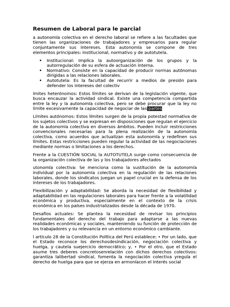 Resumen de Laboral para Le Parcial | PDF | Sindicato | Derecho laboral