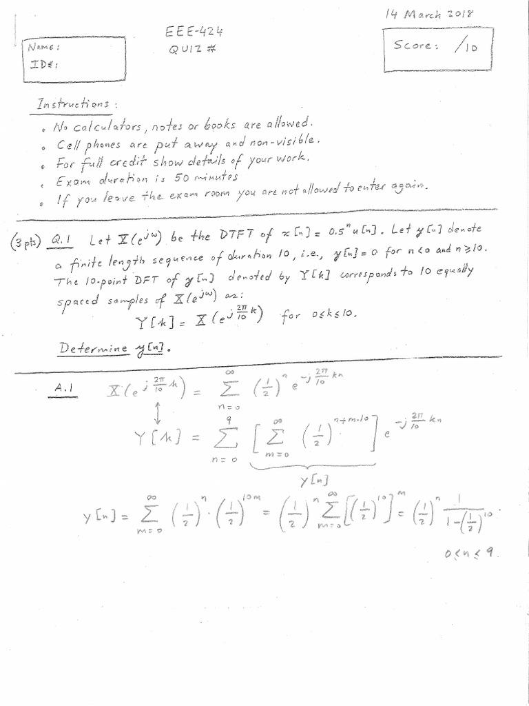 EEE 424 Quiz 3 Solutions PDF | PDF