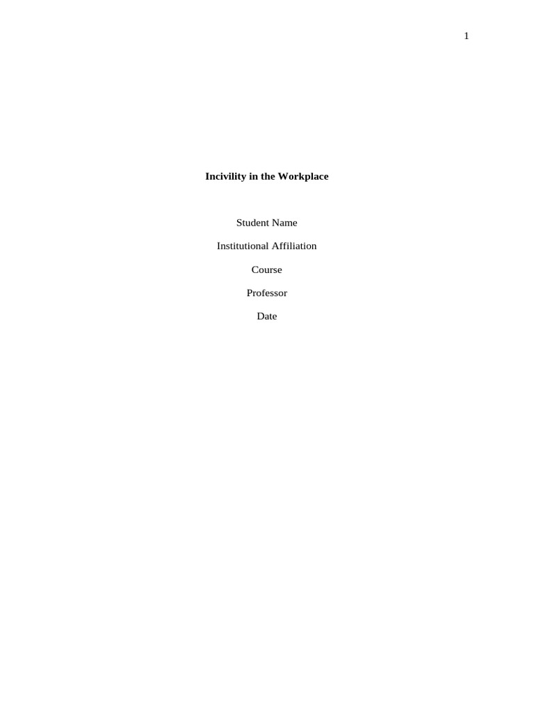 Incivility in The Workplac (Rev) | PDF | Nursing | Violence
