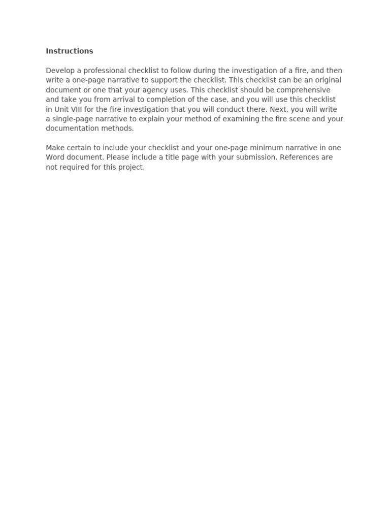 Fire Investigation Checklist and Narrative | PDF