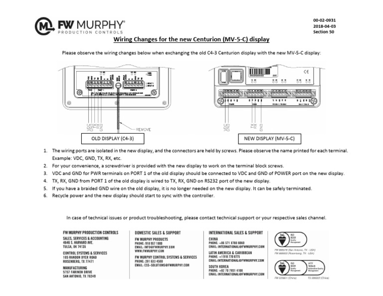 Wiring Guide for MV-5-C Display Upgrade | PDF