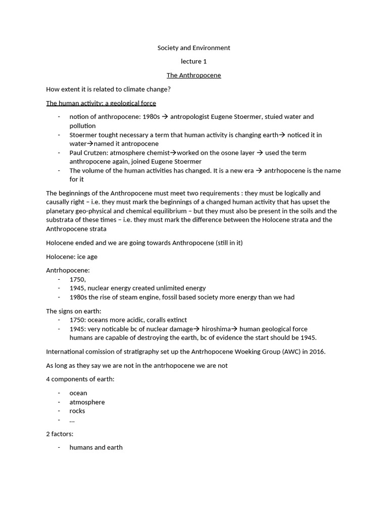 Understanding the Anthropocene Era | PDF | Anthropocene | Gaia Hypothesis