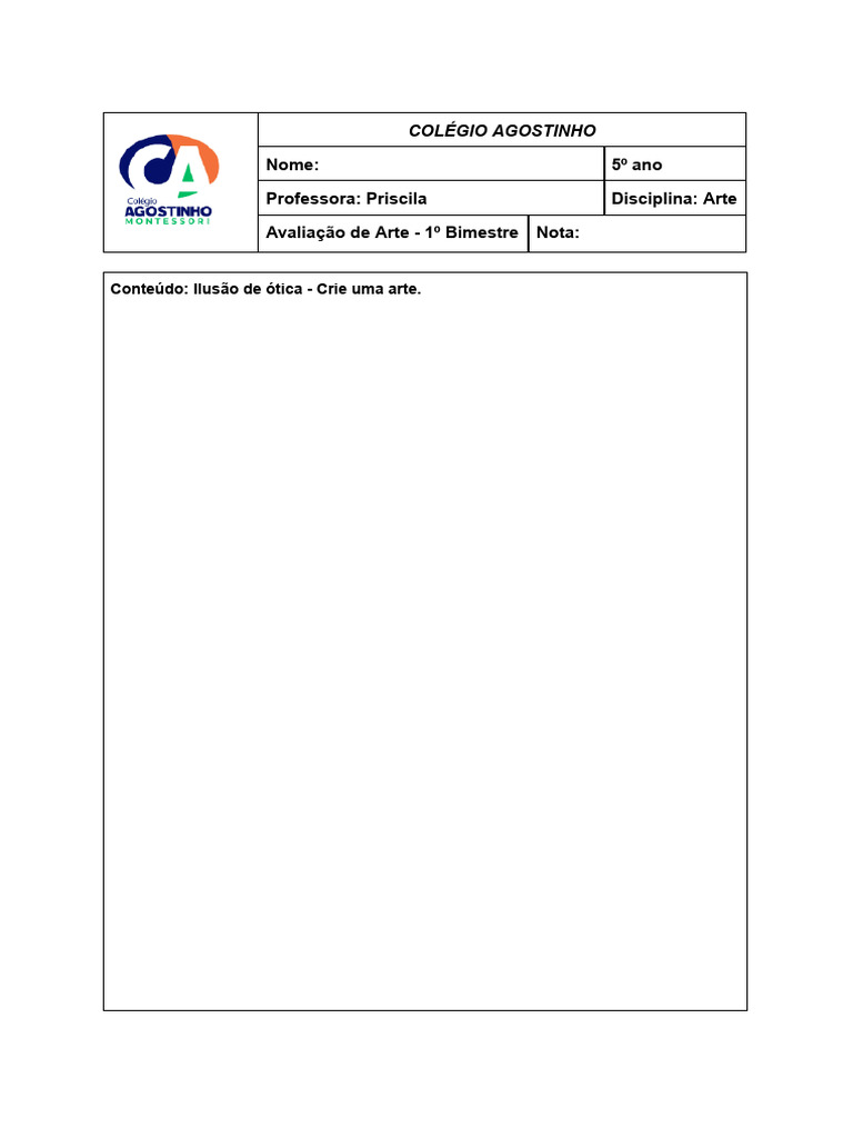 Avaliação de Arte 5º Ano - 1º Bimestre | PDF