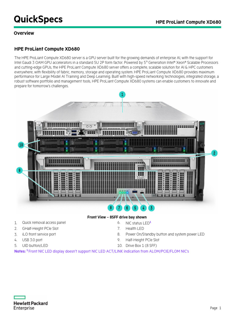 HPE ProLiant Compute XD680 QuickSpecs | PDF | Solid State Drive ...