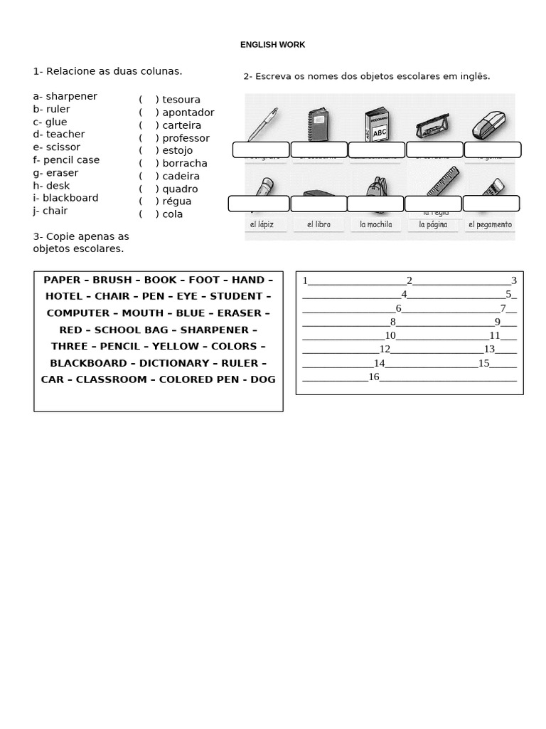 School Objects Trabalho | PDF