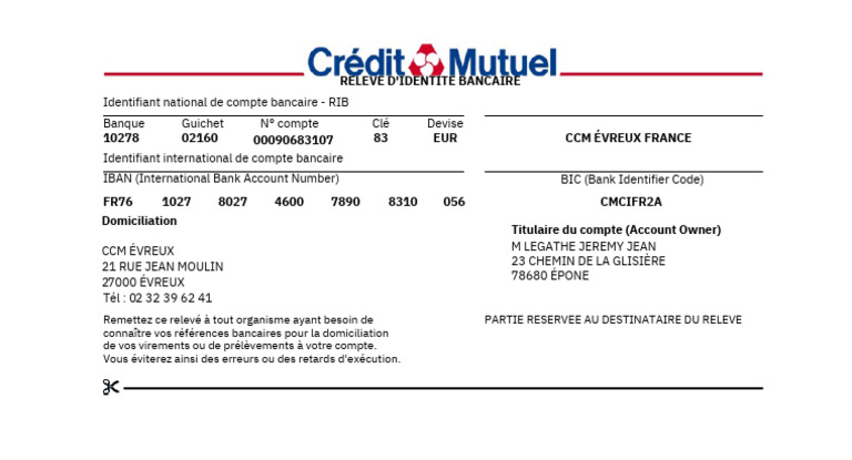 RIB : Informations et Domiciliation | PDF