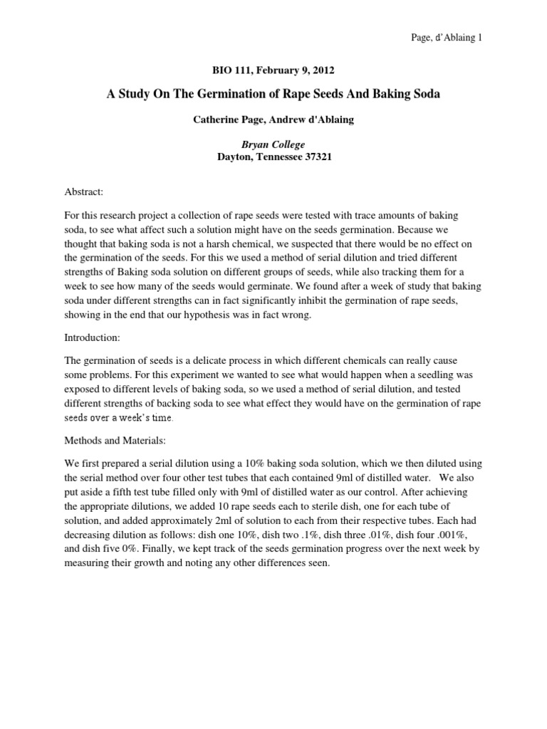 BIO 111 Lab Report[1] Seed Germination