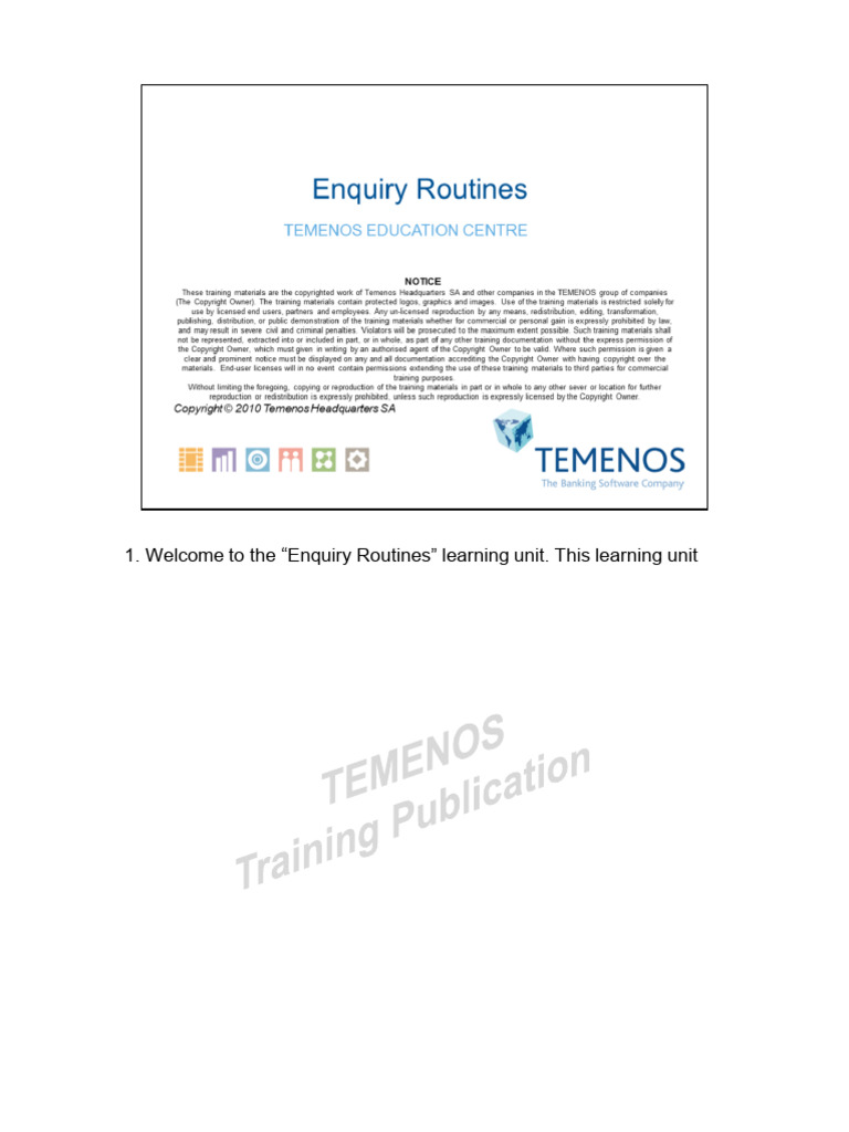 T24 Enquiry Routines Training Guide | PDF | Computer Programming ...