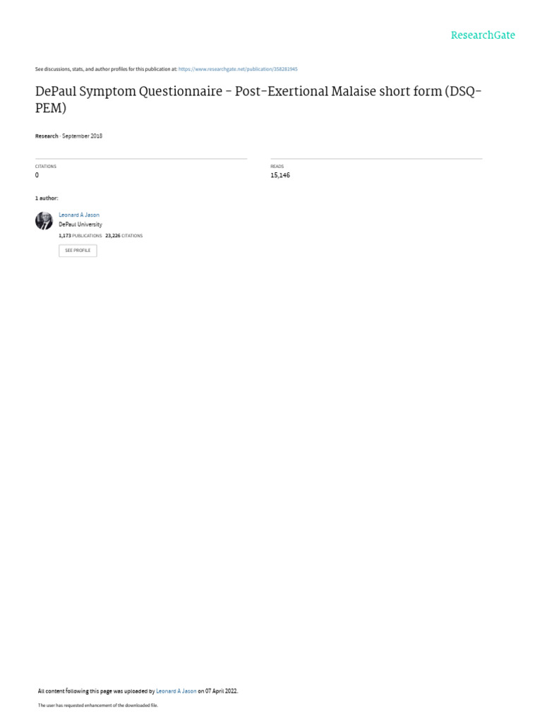 DSQ Short Form PEM Questionnaire 12-3-24 | PDF | Medical Specialties ...