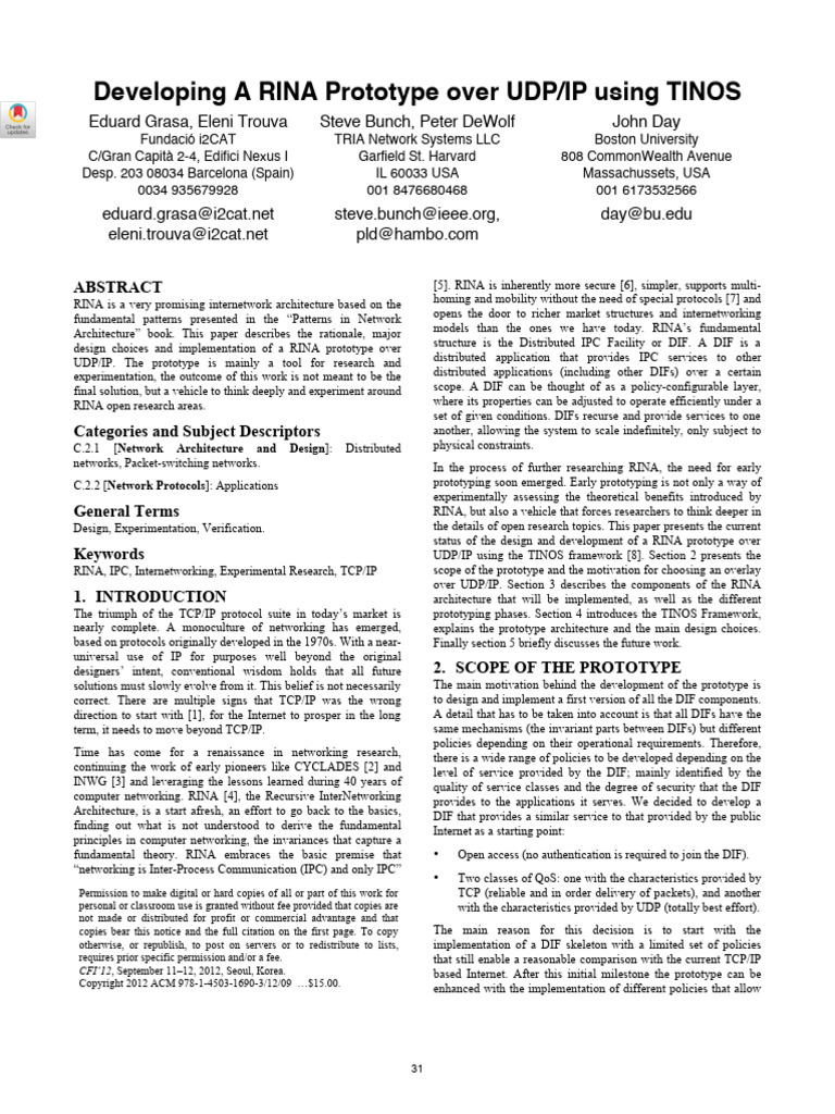 RINA Prototype Development Overview | PDF | Internet Protocol Suite ...