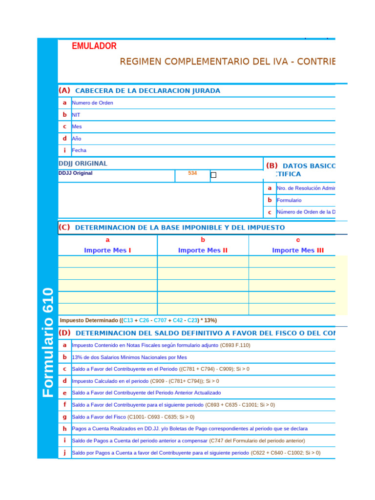 Formulario 610 v.4 RC-IVA | PDF | Impuestos | Mercado (economía)