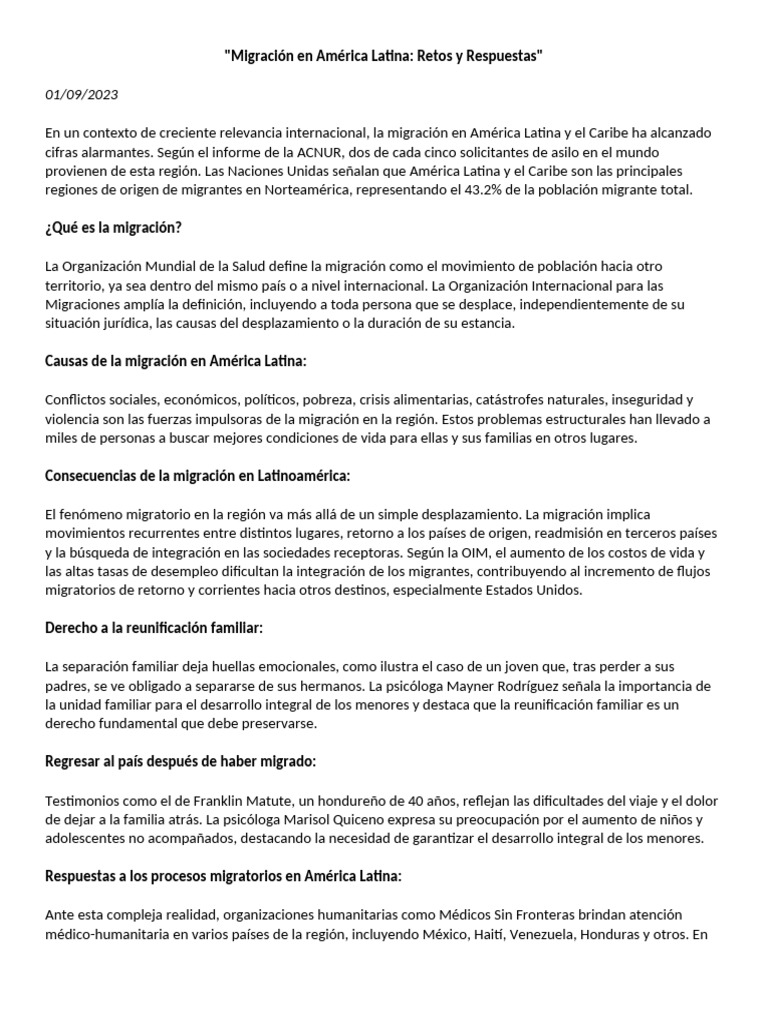 Retos de la Migración en América Latina | PDF | Migración humana