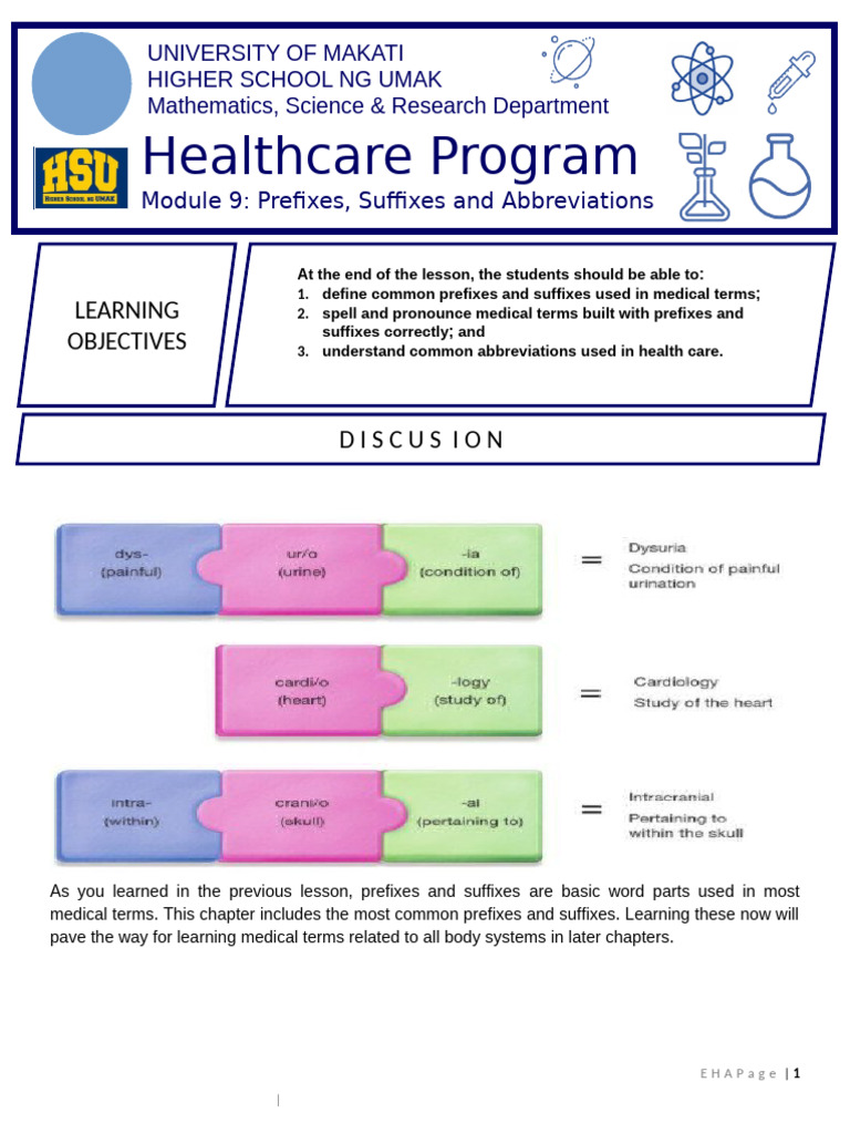 HCP MODULE 9 Prefixes Suffixes and Abbreviations | PDF | Linguistics ...