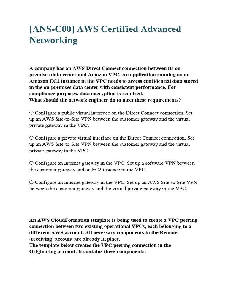 AWS Advanced Networking Solutions Guide | PDF
