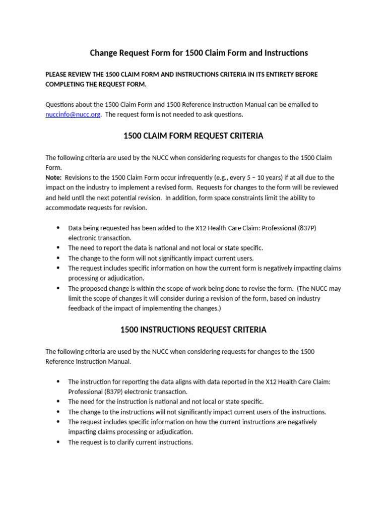 1500 Claim Form Change Request Guide | PDF | Computing