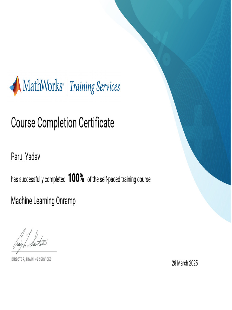 matlab machine learning certificate | PDF