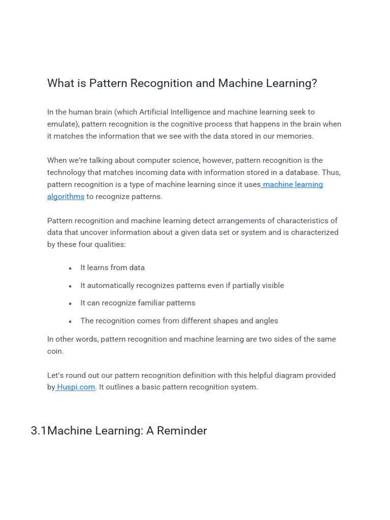What Is Pattern Recognition and Machine Learning | PDF | Machine ...