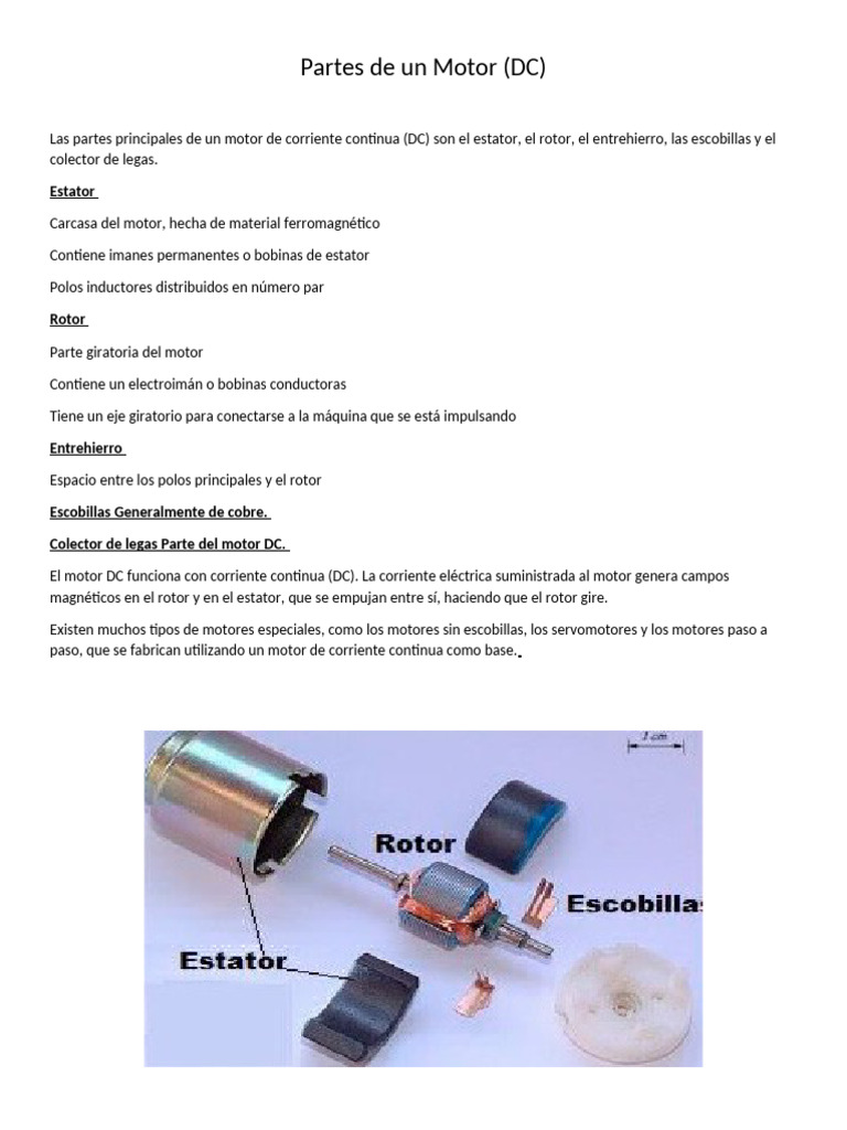 Partes de un Motor DC: Estator y Rotor | PDF