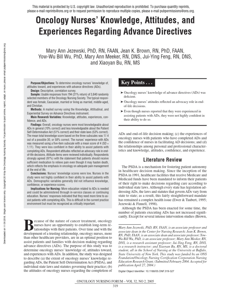 Oncology Nurses Knowledge Attitudes and | PDF | End Of Life Care | Nursing