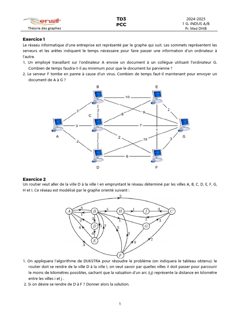TD3 sur les graphes et algorithmes PCC | PDF | Mathématiques discrètes ...