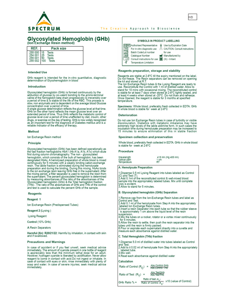 Ion Exchange Resin for GHb Testing | PDF | Glycated Hemoglobin | Glucose