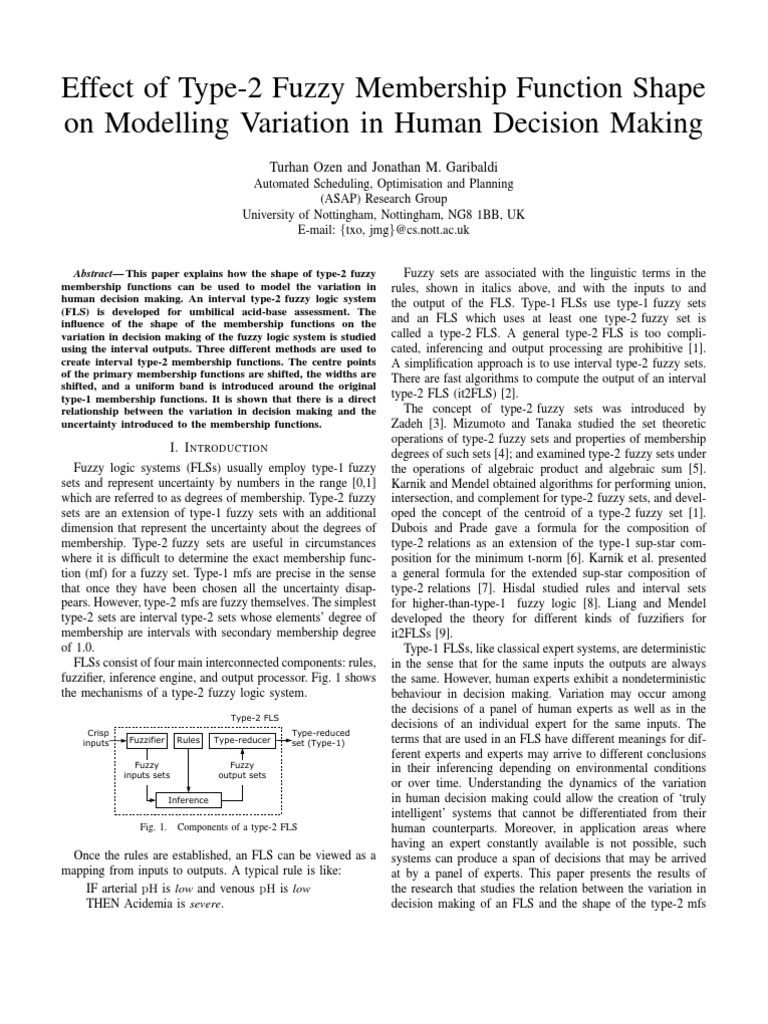 Type-2 Fuzzy Functions in Decision Making | PDF | Fuzzy Logic | Logic