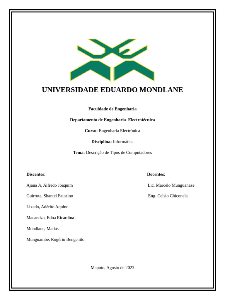 Capa para Trabalho de Informática | PDF | Armazenamento de dados de ...