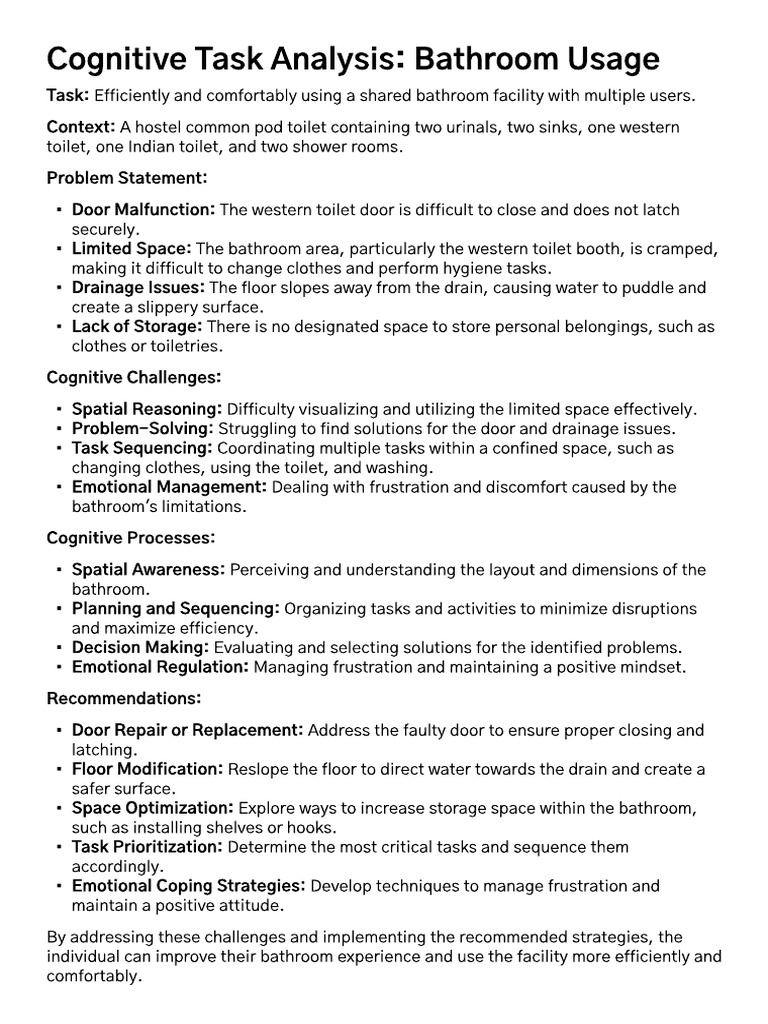 Improving Shared Bathroom Usage | PDF