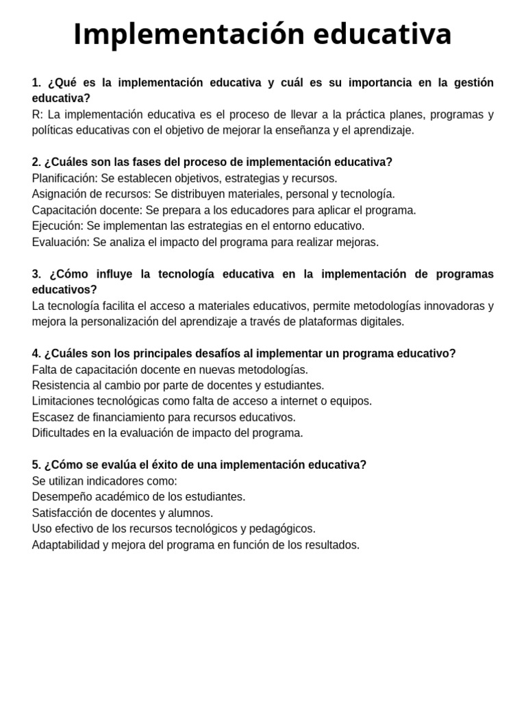 Implementación y Evaluación Educativa Efectiva | PDF | Evaluación ...