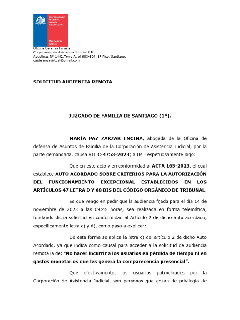 Solicitud de Audiencia Telemática 2023 | PDF | Justicia | Crimen y ...
