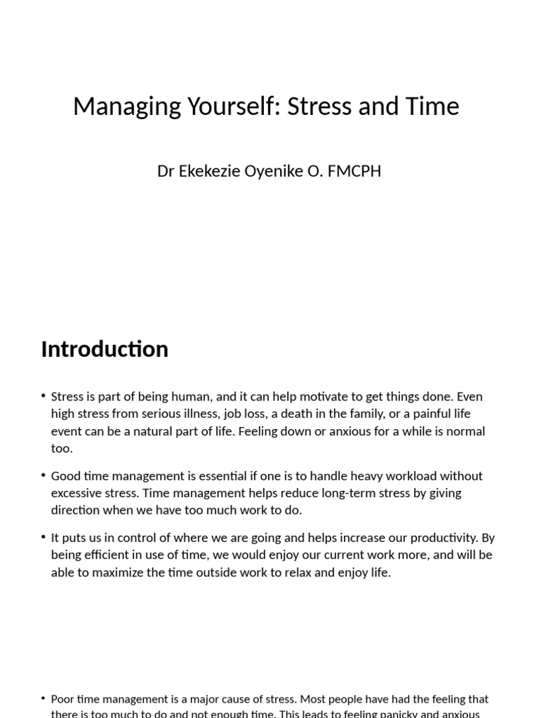 Managing Yourself - Stress and Time | PDF | Sleep | Insomnia