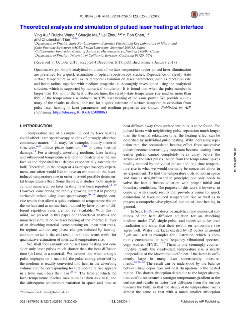 Pulsed Laser Heating Analysis and Simulation | PDF | Laser | Temperature