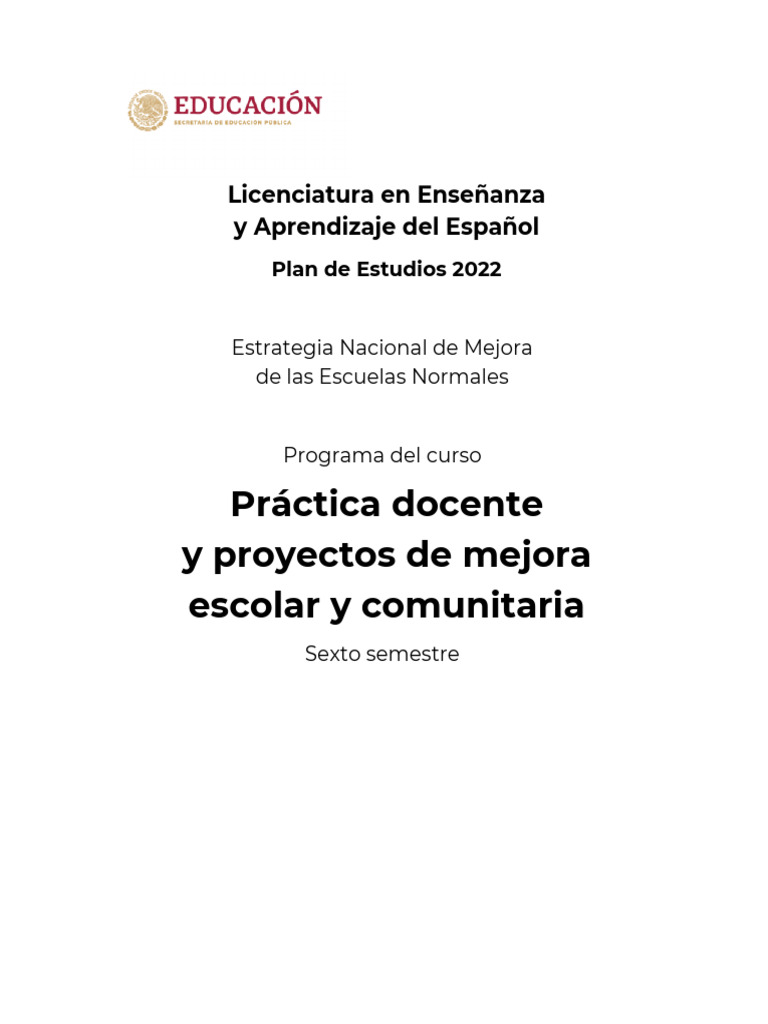 Plan de Estudios 2022: Licenciatura en Español | PDF | Plan de estudios ...