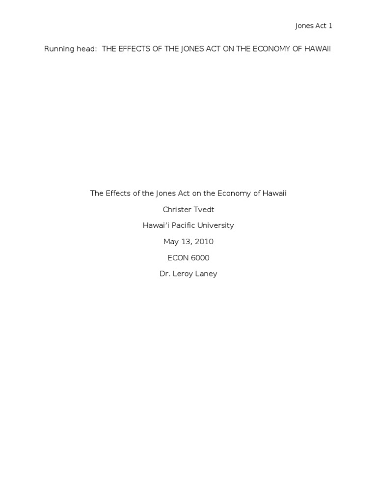 Jones Act Impact On Hawaii PDF Merchant Marine Act Of 1920 United