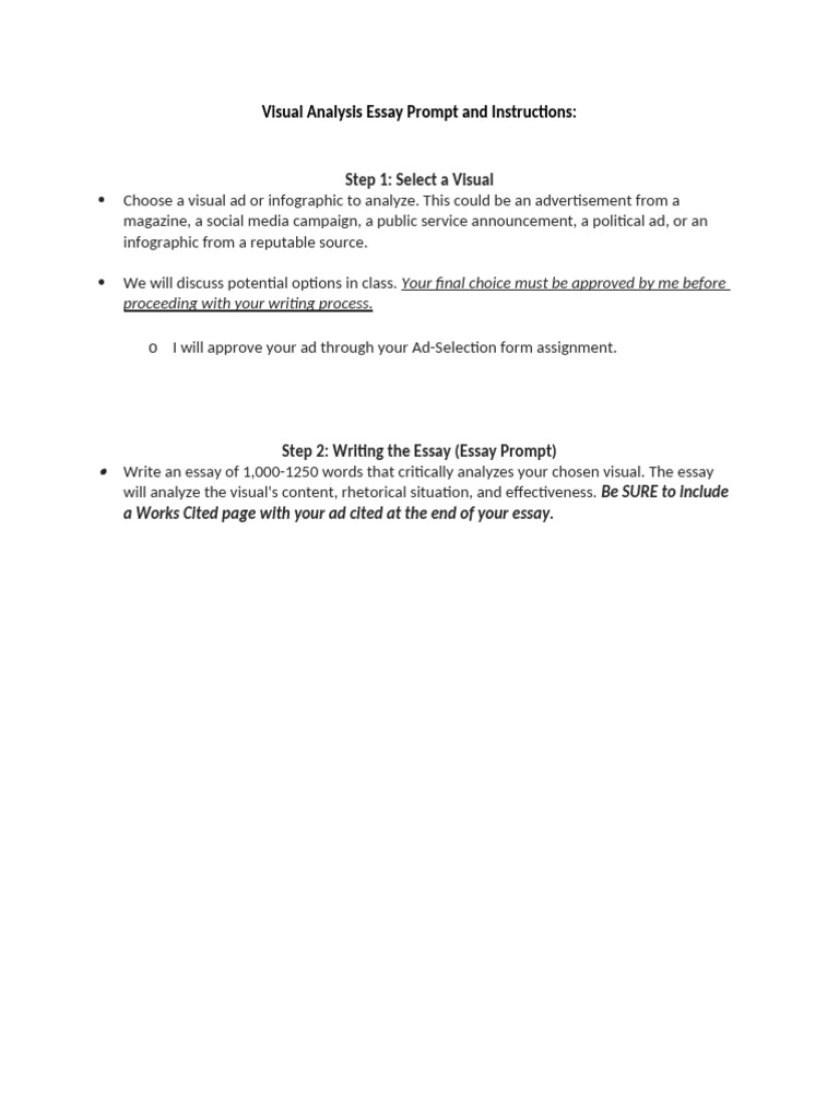 Visual Analysis Essay Guidelines | PDF | Essays | Rhetoric
