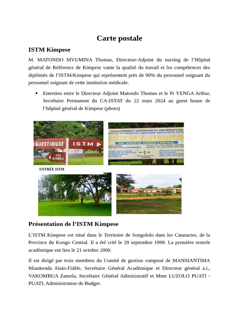ISTM Kimpese : Formation et Partenariats | PDF | Allaitement | Soins de ...