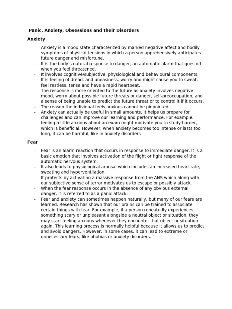 Understanding Anxiety and Panic Disorders | PDF | Obsessive–Compulsive ...