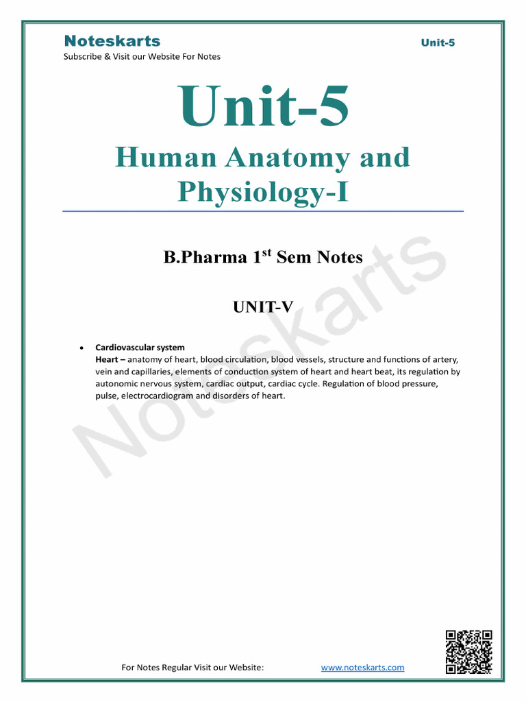 UNIT 5 B.Pharma 1st Sem HAP Unit 5 by Noteskarts | PDF