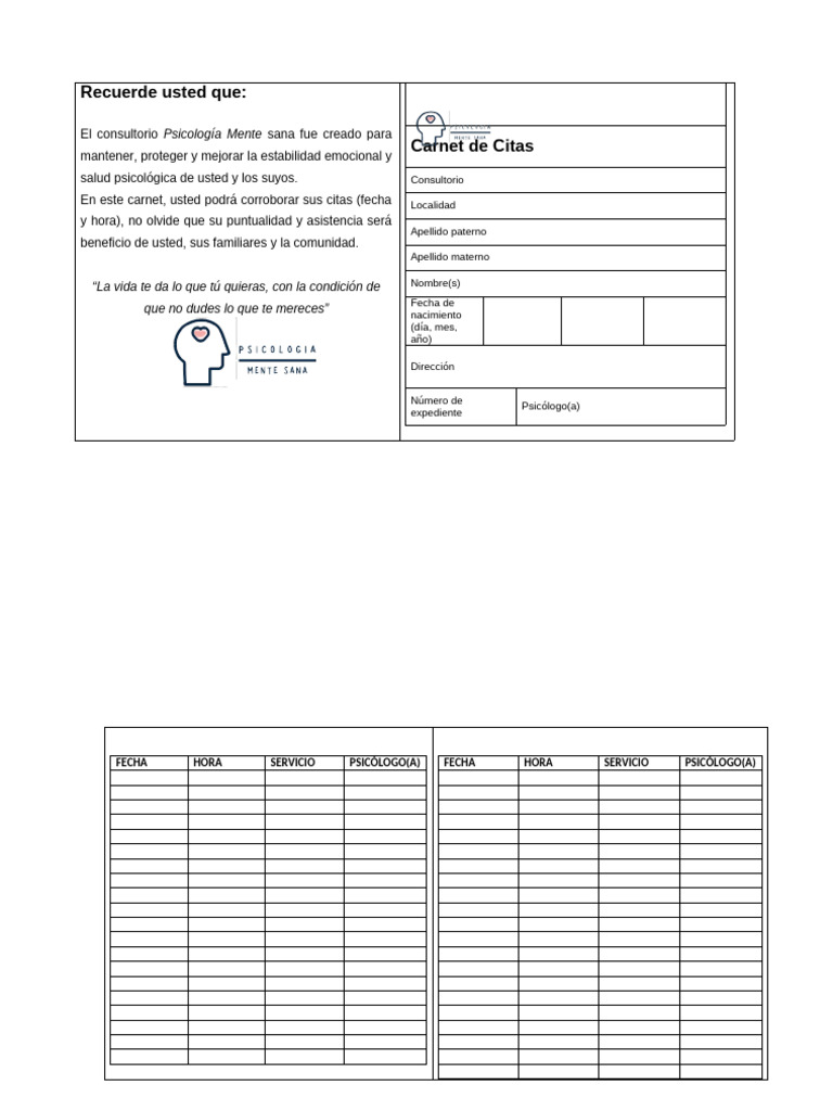 Carnet citas editable | PDF