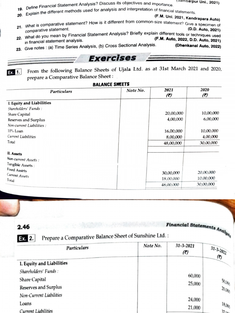 Comparative Balance Sheet Analysis Guide | PDF | Balance Sheet | Equity ...
