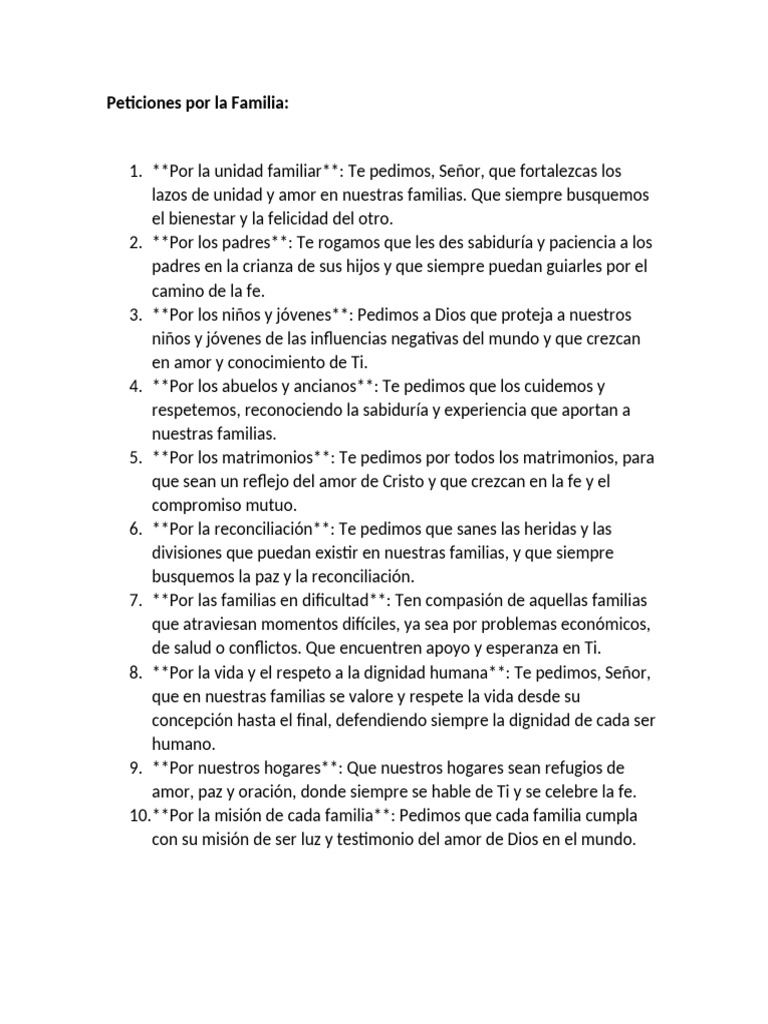 Peticiones por la Unidad Familiar | PDF