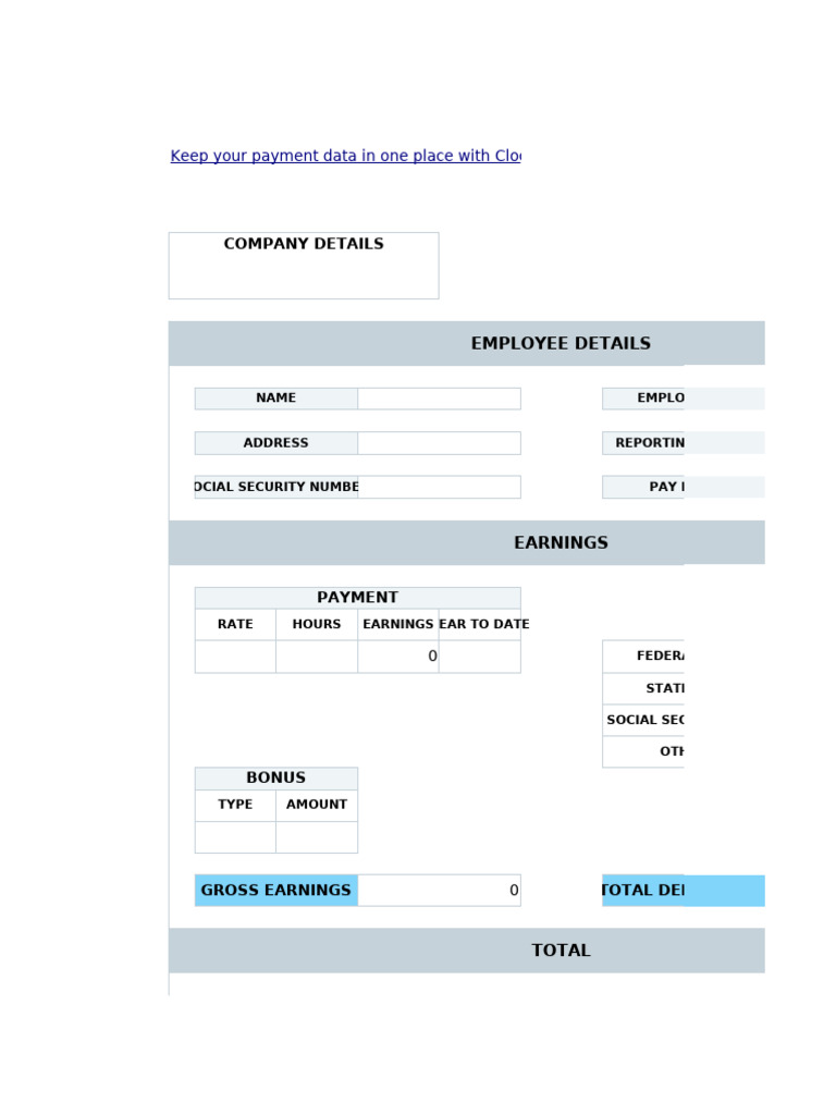 Copy of Basic Pay stub Template with calculator | PDF