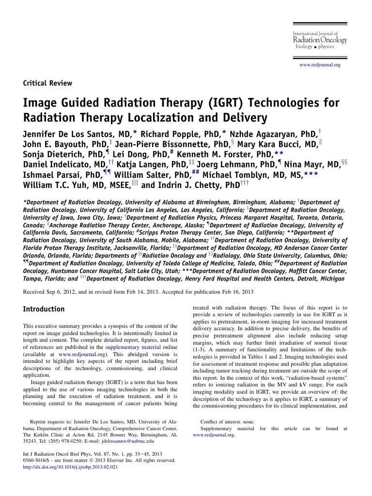 Delossantos2013-Image Guided Radiation Therapy (IGRT) Technologies For+ ...
