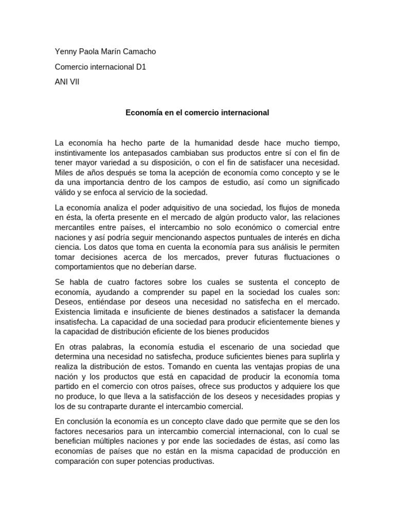 Impacto de la economía en el comercio internacional | PDF | El comercio ...