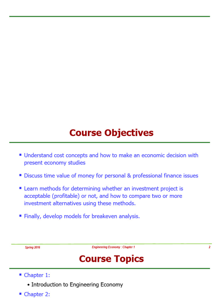 Engineering Economics Course Overview | PDF | Mathematical Optimization ...