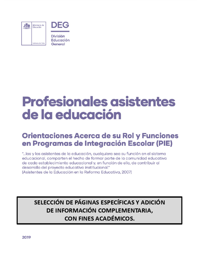 Rol Asistentes de La Educación - Adaptación DEG | PDF