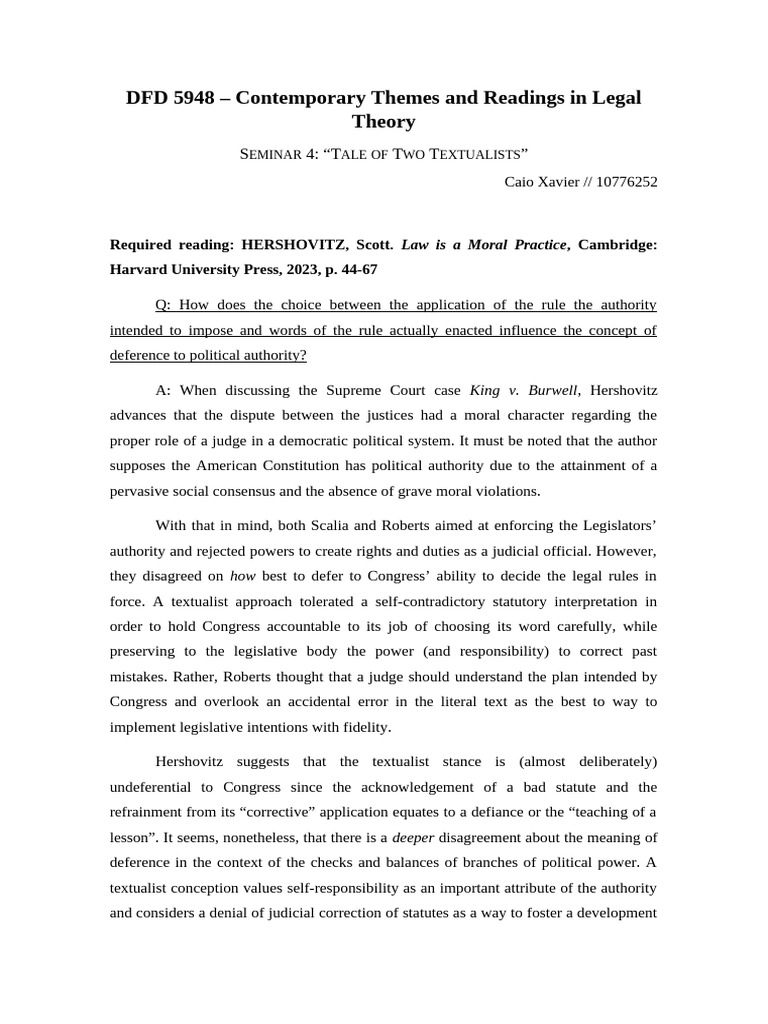 Textualism vs. Legislative Intent in Law | PDF | Constitutional Law ...